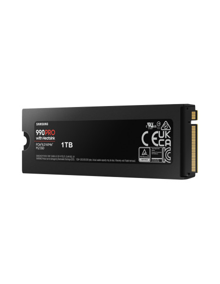 SSD, SAMSUNG, 990 PRO with Heatsink, 1TB, M.2, PCIE, NVMe, MLC, Write speed 6900 MBytes/sec, Read speed 7450 MBytes/sec, 2.3mm,