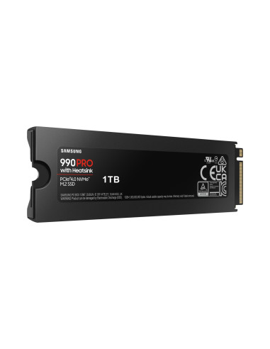 SSD, SAMSUNG, 990 PRO with Heatsink, 1TB, M.2, PCIE, NVMe, MLC, Write speed 6900 MBytes/sec, Read speed 7450 MBytes/sec, 2.3mm,