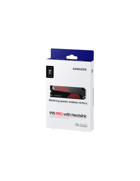 SSD, SAMSUNG, 990 PRO with Heatsink, 1TB, M.2, PCIE, NVMe, MLC, Write speed 6900 MBytes/sec, Read speed 7450 MBytes/sec, 2.3mm,