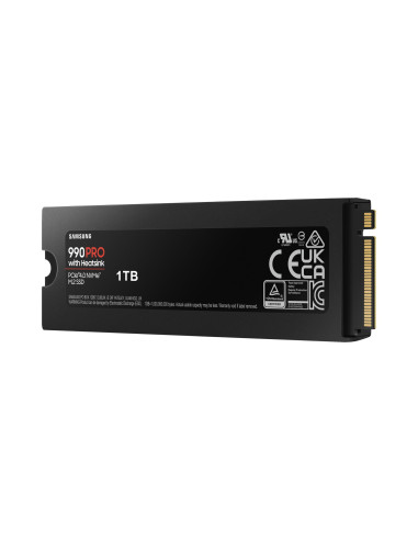 SSD, SAMSUNG, 990 PRO with Heatsink, 1TB, M.2, PCIE, NVMe, MLC, Write speed 6900 MBytes/sec, Read speed 7450 MBytes/sec, 2.3mm,