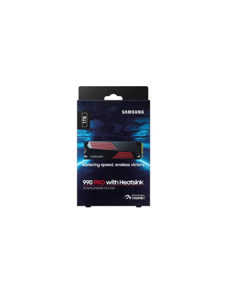 SSD, SAMSUNG, 990 PRO with Heatsink, 1TB, M.2, PCIE, NVMe, MLC, Write speed 6900 MBytes/sec, Read speed 7450 MBytes/sec, 2.3mm,