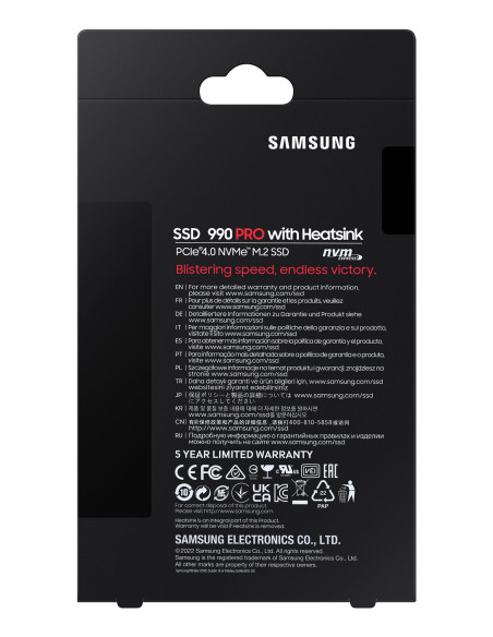 SSD, SAMSUNG, 990 PRO with Heatsink, 1TB, M.2, PCIE, NVMe, MLC, Write speed 6900 MBytes/sec, Read speed 7450 MBytes/sec, 2.3mm,