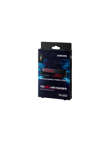 SSD, SAMSUNG, 990 PRO with Heatsink, 1TB, M.2, PCIE, NVMe, MLC, Write speed 6900 MBytes/sec, Read speed 7450 MBytes/sec, 2.3mm,