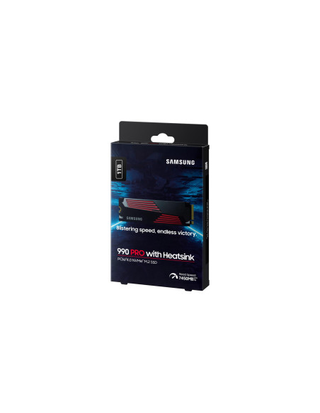 SSD, SAMSUNG, 990 PRO with Heatsink, 1TB, M.2, PCIE, NVMe, MLC, Write speed 6900 MBytes/sec, Read speed 7450 MBytes/sec, 2.3mm,