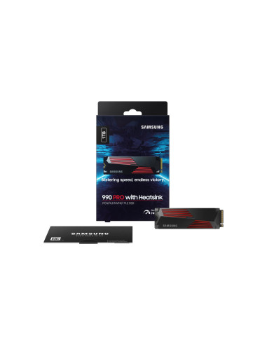 SSD, SAMSUNG, 990 PRO with Heatsink, 1TB, M.2, PCIE, NVMe, MLC, Write speed 6900 MBytes/sec, Read speed 7450 MBytes/sec, 2.3mm,