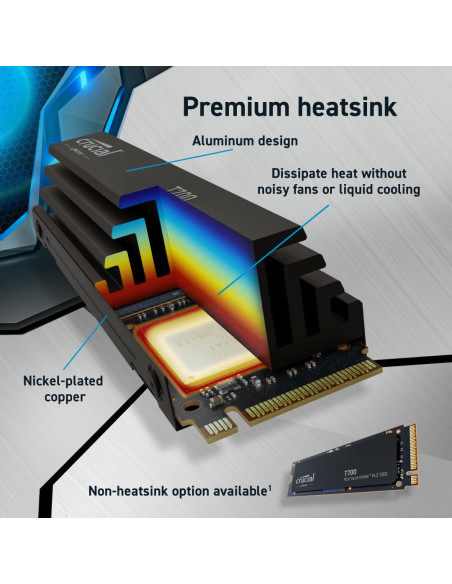 SSD, CRUCIAL, T700, 2TB, M.2, PCIe Gen5, NVMe, TLC, Write speed 11800 MBytes/sec, Read speed 12400 MBytes/sec, TBW 1200 TB, CT2