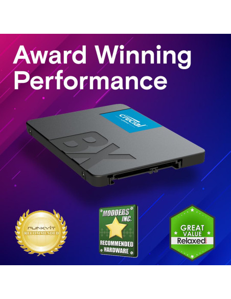 SSD, CRUCIAL, BX500, 4TB, SATA 3.0, Write speed 500 MBytes/sec, Read speed 540 MBytes/sec, 2,5", TBW 1000 TB, CT4000BX500SSD1