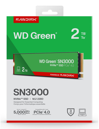 SSD, SANDISK, Read speed 5000 MB/s, Write speed 4200 MB/s, NVMe Yes, PCI Express 4.0, M.2, 2048 GB, POWERED BY SANDISK, Green, 