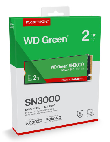 SSD, SANDISK, Read speed 5000 MB/s, Write speed 4200 MB/s, NVMe Yes, PCI Express 4.0, M.2, 2048 GB, POWERED BY SANDISK, Green, 