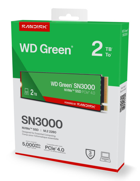 SSD, SANDISK, Read speed 5000 MB/s, Write speed 4200 MB/s, NVMe Yes, PCI Express 4.0, M.2, 2048 GB, POWERED BY SANDISK, Green, 