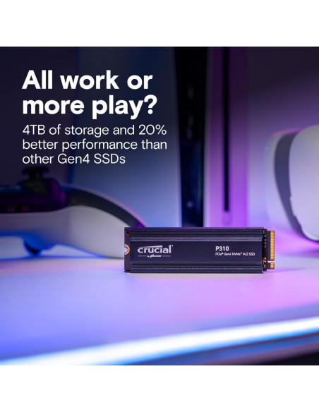 SSD, CRUCIAL, 800xTBW rating, Read speed 7100 MB/s, Write speed 6000 MB/s, NVMe Yes, PCI Express 4.0, M.2, 4000 GB, CT4000P310S