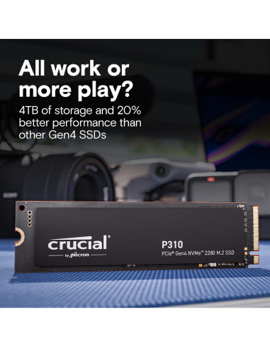 SSD, CRUCIAL, 800xTBW rating, Read speed 7100 MB/s, Write speed 6000 MB/s, NVMe Yes, PCI Express 4.0, M.2, 4000 GB, P310, CT400