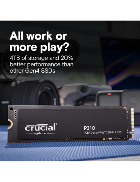 SSD, CRUCIAL, 800xTBW rating, Read speed 7100 MB/s, Write speed 6000 MB/s, NVMe Yes, PCI Express 4.0, M.2, 4000 GB, P310, CT400