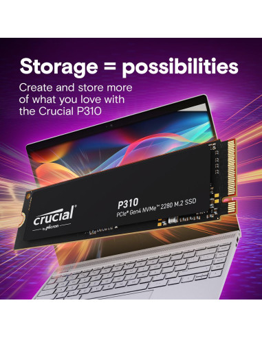 SSD, CRUCIAL, 800xTBW rating, Read speed 7100 MB/s, Write speed 6000 MB/s, NVMe Yes, PCI Express 4.0, M.2, 4000 GB, P310, CT400