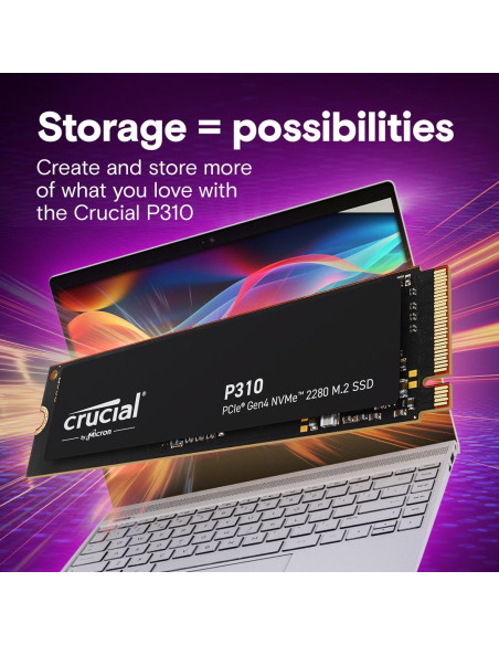 SSD, CRUCIAL, 800xTBW rating, Read speed 7100 MB/s, Write speed 6000 MB/s, NVMe Yes, PCI Express 4.0, M.2, 4000 GB, P310, CT400