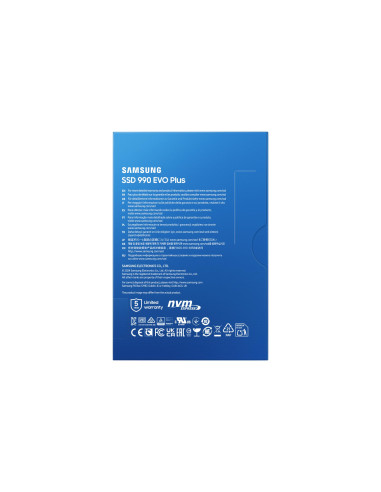 SSD, SAMSUNG, 990 EVO Plus, 2TB, M.2, PCIe Gen5, NVMe, TLC, Write speed 6300 MBytes/sec, Read speed 7250 MBytes/sec, 2.38mm, TB
