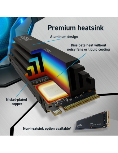 SSD, CRUCIAL, T700, 4TB, M.2, PCIe Gen5, NVMe, TLC, Write speed 11800 MBytes/sec, Read speed 12400 MBytes/sec, TBW 2400 TB, CT4