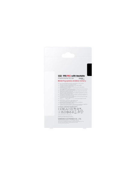 SSD, SAMSUNG, 990 PRO with Heatsink, 2TB, M.2, PCIE, NVMe, MLC, Write speed 6900 MBytes/sec, Read speed 7450 MBytes/sec, 2.3mm,