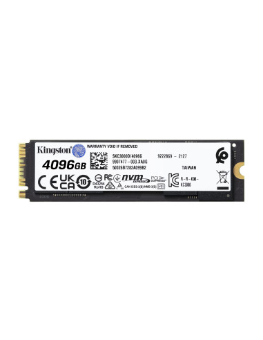SSD, KINGSTON, KC3000, 4TB, M.2, PCIE, NVMe, 3D TLC, Write speed 7000 MBytes/sec, Read speed 7000 MBytes/sec, 3.5mm, MTBF 18000
