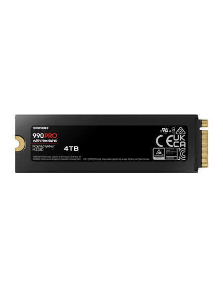 SSD, SAMSUNG, 990 PRO with Heatsink, 4TB, M.2, PCIe Gen4, NVMe, TLC, Write speed 6900 MBytes/sec, Read speed 7450 MBytes/sec, T