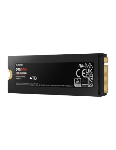SSD, SAMSUNG, 990 PRO with Heatsink, 4TB, M.2, PCIe Gen4, NVMe, TLC, Write speed 6900 MBytes/sec, Read speed 7450 MBytes/sec, T