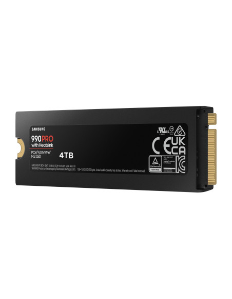 SSD, SAMSUNG, 990 PRO with Heatsink, 4TB, M.2, PCIe Gen4, NVMe, TLC, Write speed 6900 MBytes/sec, Read speed 7450 MBytes/sec, T