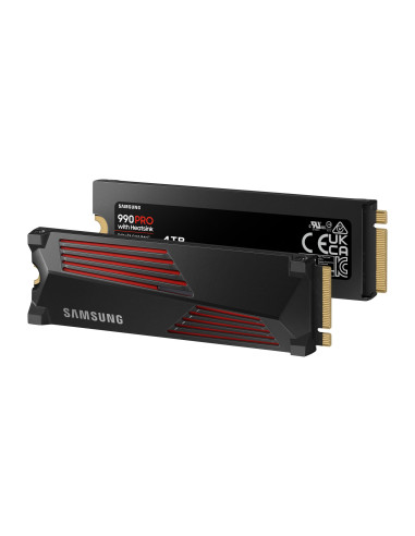 SSD, SAMSUNG, 990 PRO with Heatsink, 4TB, M.2, PCIe Gen4, NVMe, TLC, Write speed 6900 MBytes/sec, Read speed 7450 MBytes/sec, T
