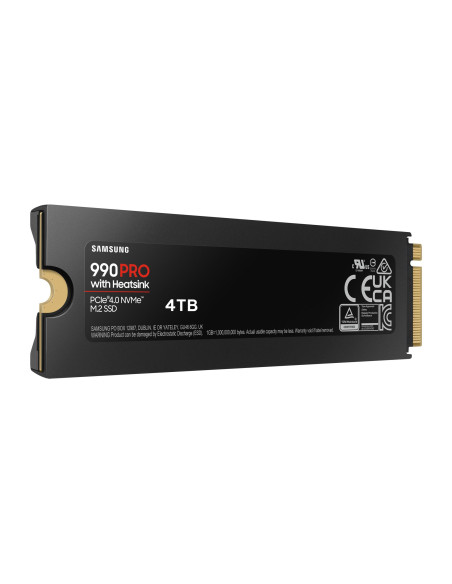 SSD, SAMSUNG, 990 PRO with Heatsink, 4TB, M.2, PCIe Gen4, NVMe, TLC, Write speed 6900 MBytes/sec, Read speed 7450 MBytes/sec, 2