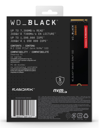 SSD, SANDISK, 2400xTBW rating, Read speed 7300 MB/s, Write speed 6600 MB/s, NVMe Yes, PCI Express 4.0, M.2, 4000 GB, POWERED BY