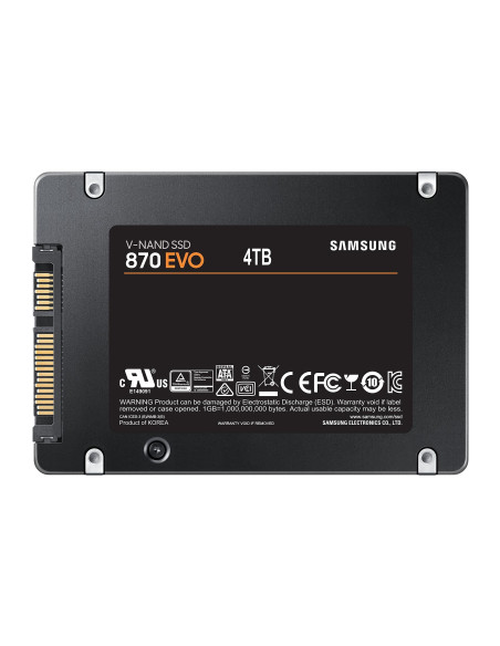 SSD, SAMSUNG, 870 EVO, 4TB, SATA, SATA 3.0, MLC, Write speed 530 MBytes/sec, Read speed 560 MBytes/sec, 2,5", TBW 2400 TB, MTBF