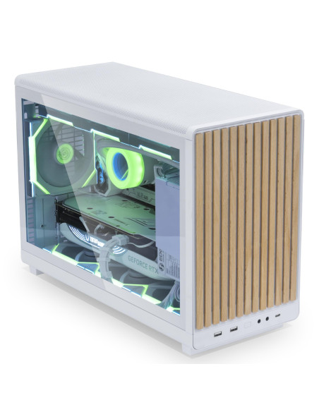 Case, LIAN LI, micro ATX/Micro-ITX, White/Wood, Micro Tower, PC, Lian Li A3 mATX / ITX Glass Edition White (G99.A3W-WDG.00), G9