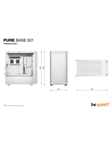 Case, BE QUIET, PURE BASE 501, MidiTower, Not included, ATX, MicroATX, MiniITX, Colour White, BG075