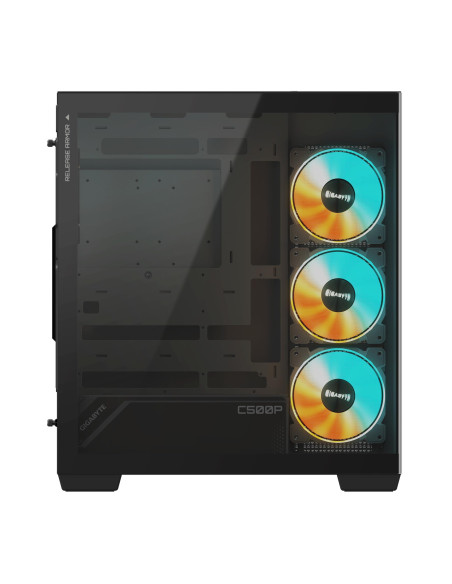 Case, GIGABYTE, GB-C500P ST, MidiTower, Case product features Transparent panel, ATX, MicroATX, MiniITX, Colour Black, GB-C500P