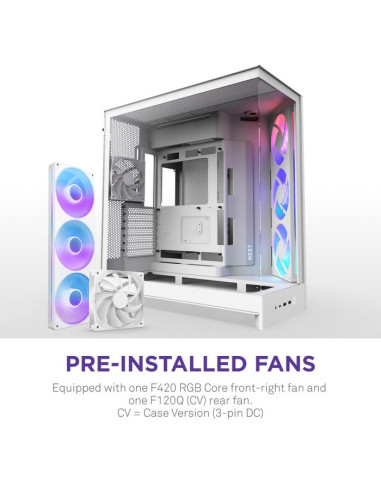 Case, NZXT, ATX/micro ATX/Mini-ITX/EATX, White, Midi Tower, PC, CM-H92FW-R1