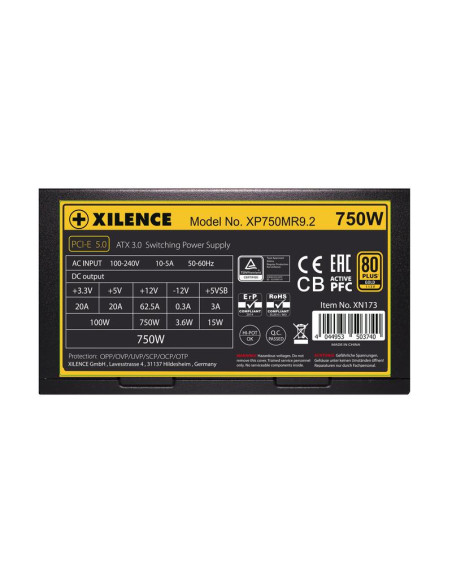 Power Supply, XILENCE, 750 Watts, Efficiency 80 PLUS GOLD, PFC Active, XN173