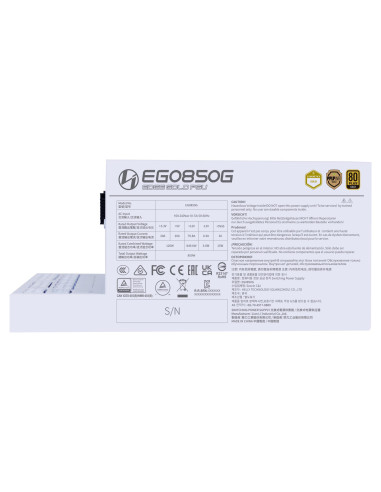 Power Supply, LIAN LI, EDGE GOLD 850, 850 Watts, Efficiency 80 PLUS GOLD, PFC Active, G9P.EG0850G.W000.EU