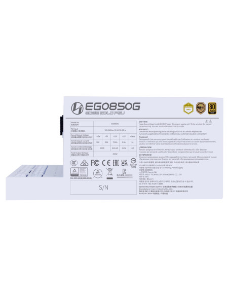 Power Supply, LIAN LI, EDGE GOLD 850, 850 Watts, Efficiency 80 PLUS GOLD, PFC Active, G9P.EG0850G.W000.EU