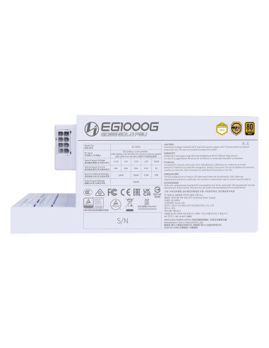 Power Supply, LIAN LI, EDGE GOLD 1000, 1000 Watts, Efficiency 80 PLUS GOLD, PFC Active, G9P.EG1000G.WH00.EU
