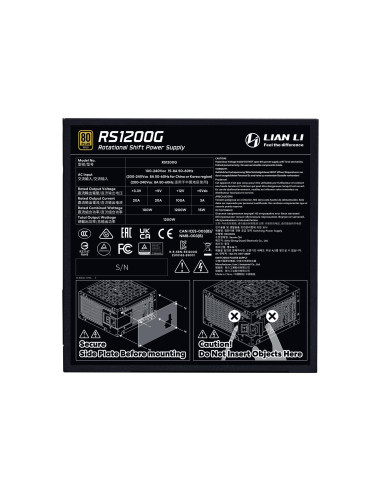 Power Supply, LIAN LI, ATX, PC, 100 - 240 V, 1200 W, G9P.RS1200G.BH00.EU