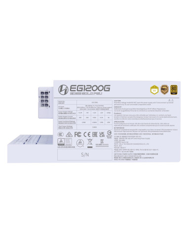 Power Supply, LIAN LI, EDGE GOLD 1200, 1200 Watts, Efficiency 80 PLUS GOLD, PFC Active, G9P.EG1200G.WH00.EU