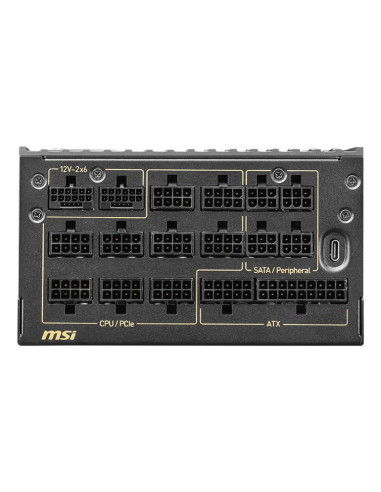 Power Supply, MSI, MEG AI1600T PCIE5, ATX 3.1, 1600 Watts, Efficiency 80 PLUS TITANIUM, MEGAI1600TPCIE5