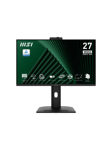 LCD Monitor, MSI, PRO MP275QPDG, 27", Business, Swivel, Pivot, Height adjustable, Tilt, Matte, Panel IPS, 2560x1440, 16:9, 100H