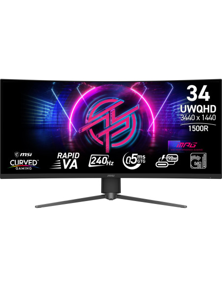 LCD Monitor, MSI, 34 ", 3440 x 1440 pixels, Native aspect ratio 21:9, LCD, MPG346CQRFX24