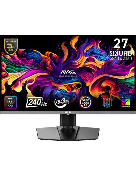 Monitor, MSI, 26.5 ", 3840 x 2160 pixels, 4K Ultra HD, Native aspect ratio 16:9, QD-OLED, MAG272UPQD-OLEDX24