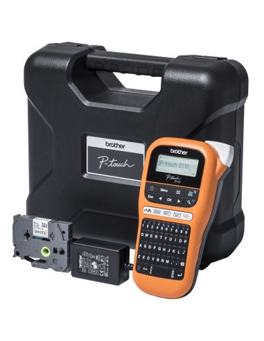BROTHER PT-E110VP LABEL THERMO PRINTER PORTABLE + AC ADAPT., CARRY CASE, TAPE