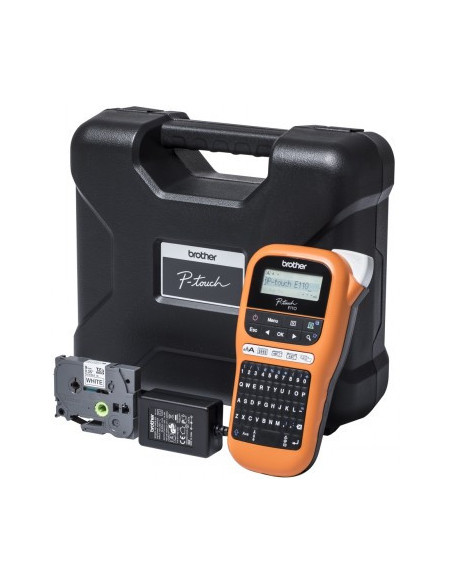 BROTHER PT-E110VP LABEL THERMO PRINTER PORTABLE + AC ADAPT., CARRY CASE, TAPE