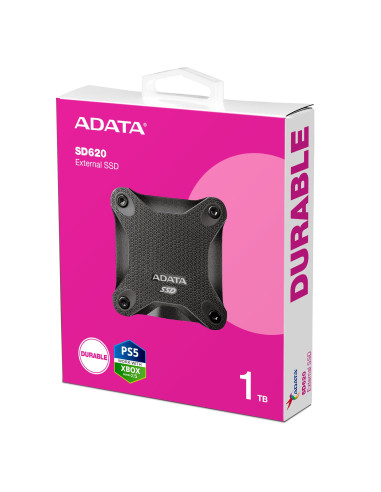 External SSD, ADATA, SD620, 1TB, USB 3.2, Write speed 460 MBytes/sec, Read speed 520 MBytes/sec, SD620-1TCBK