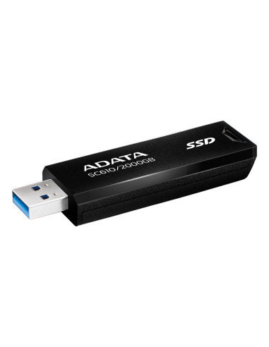 External SSD, ADATA, SC610, 2TB, USB 3.2, Write speed 500 MBytes/sec, Read speed 550 MBytes/sec, SC610-2000G-CBK/RD