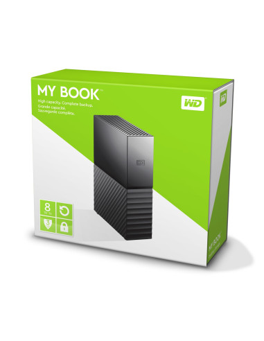 External HDD, WESTERN DIGITAL, My Book, 8TB, USB 3.0, Drives 1, Black, WDBBGB0080HBK-EESN