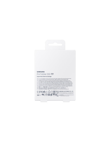 External SSD, SAMSUNG, T7, 2TB, USB 3.2, Write speed 1000 MBytes/sec, Read speed 1050 MBytes/sec, MU-PC2T0T/WW